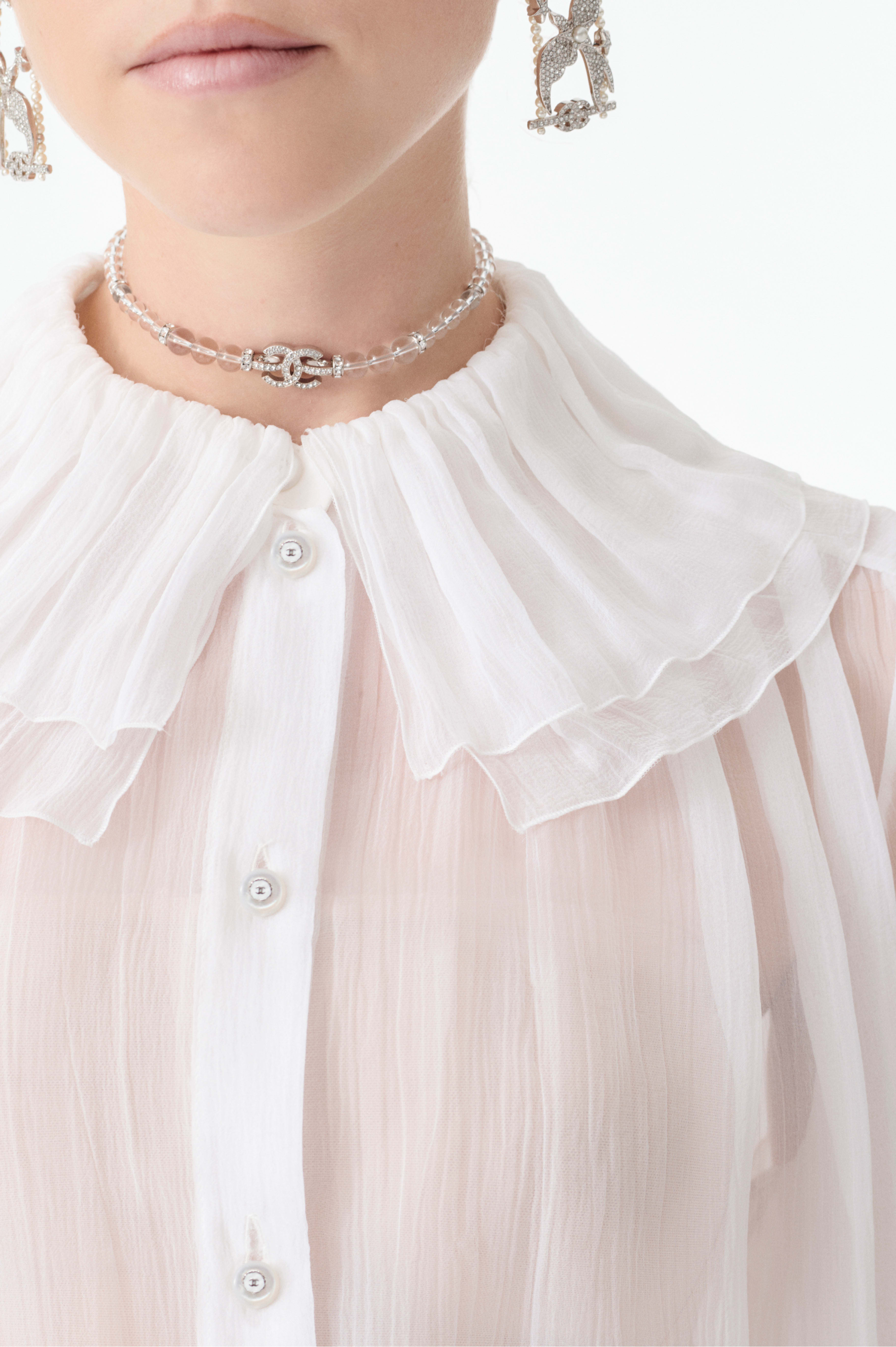 Bluse - Weiß - Seiden-Mousseline - Weitere Ansicht